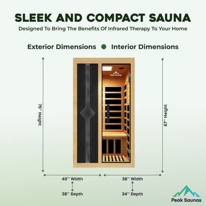 Peak Saunas Olympus Luxury 1-2 Person FAR Infrared Sauna with Smart WiFi App Control - Nuvé