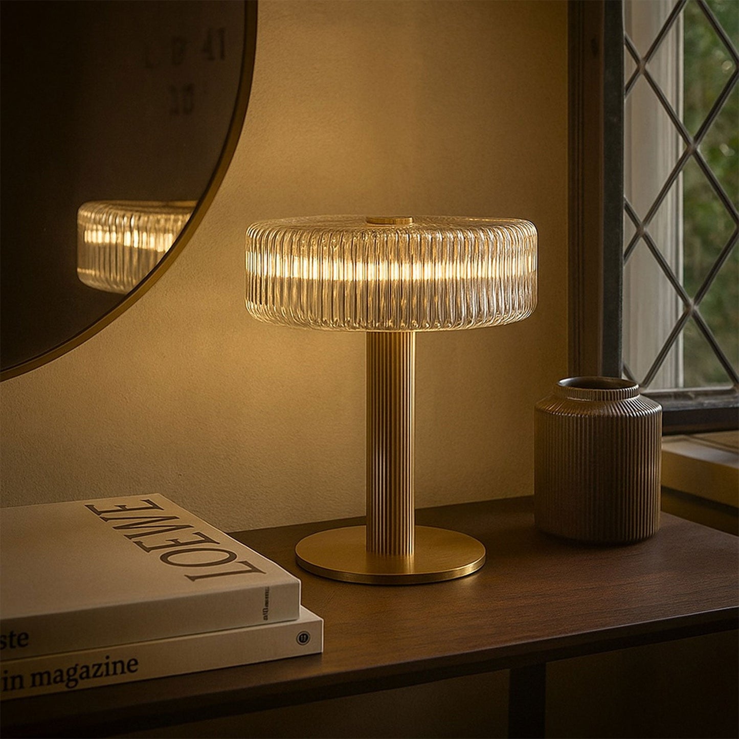 Opaque Striped Glass Shade Table Lamp - Nuvé