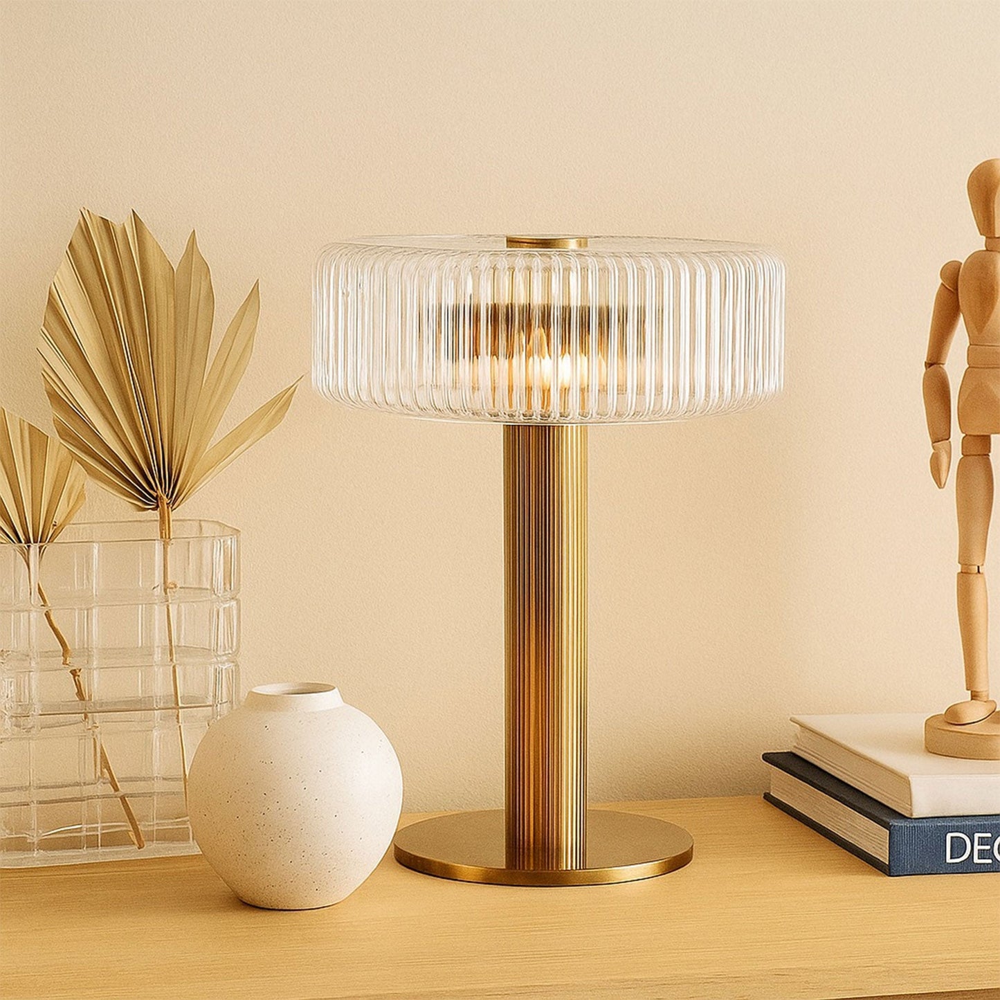 Opaque Striped Glass Shade Table Lamp - Nuvé