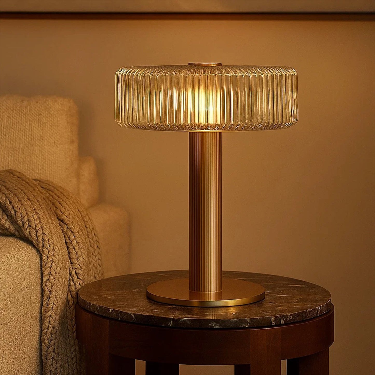 Opaque Striped Glass Shade Table Lamp - Nuvé