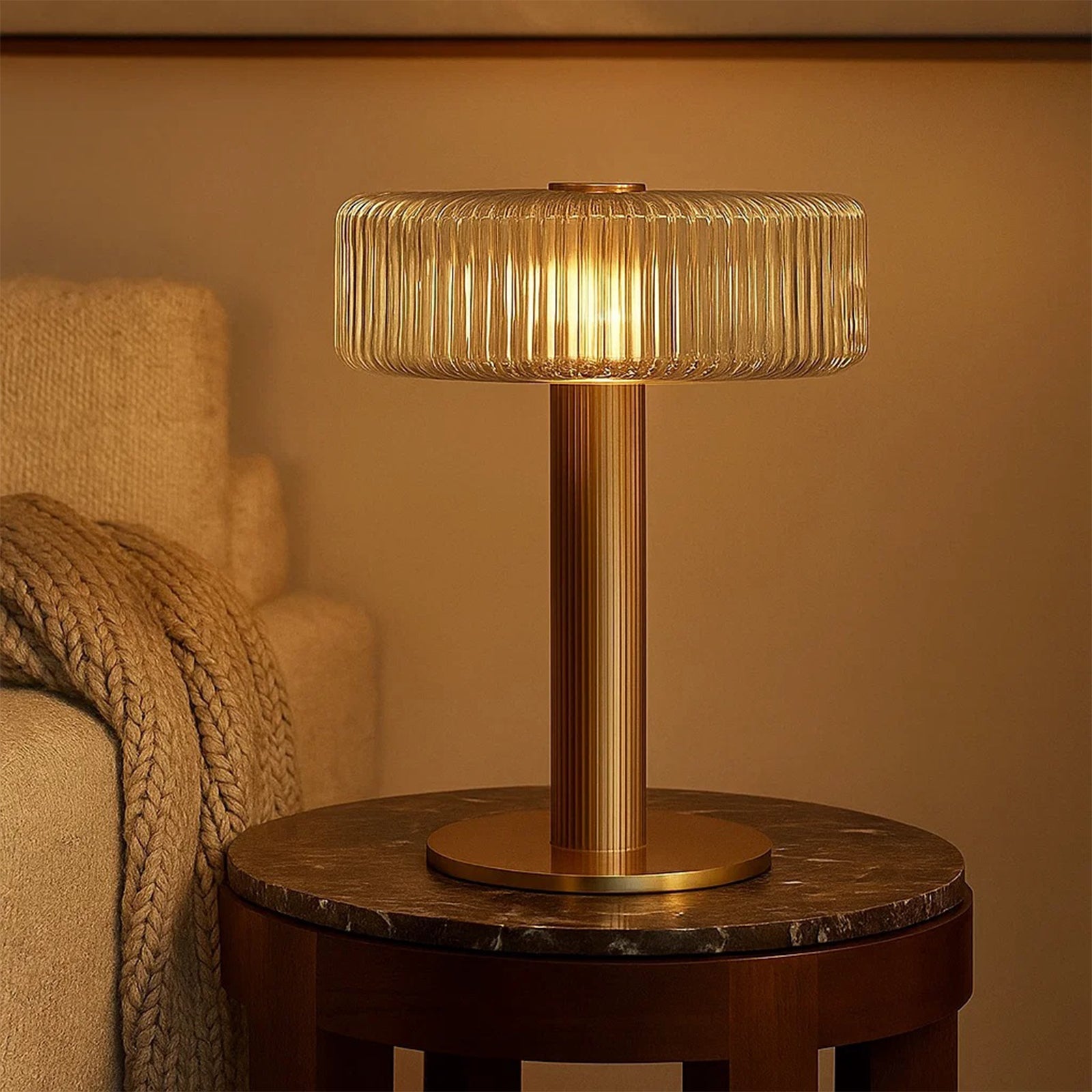 Opaque Striped Glass Shade Table Lamp - Nuvé