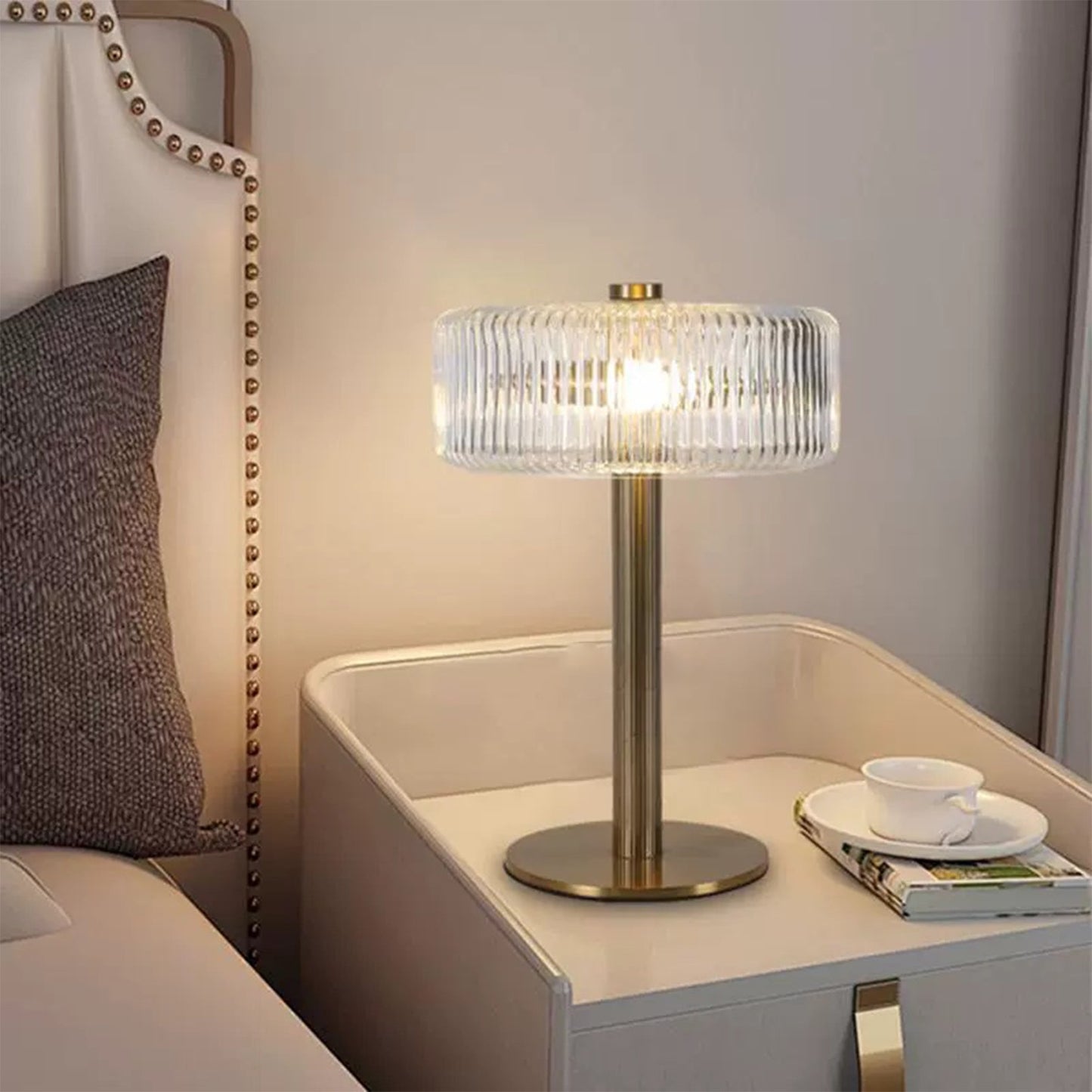 Opaque Striped Glass Shade Table Lamp - Nuvé