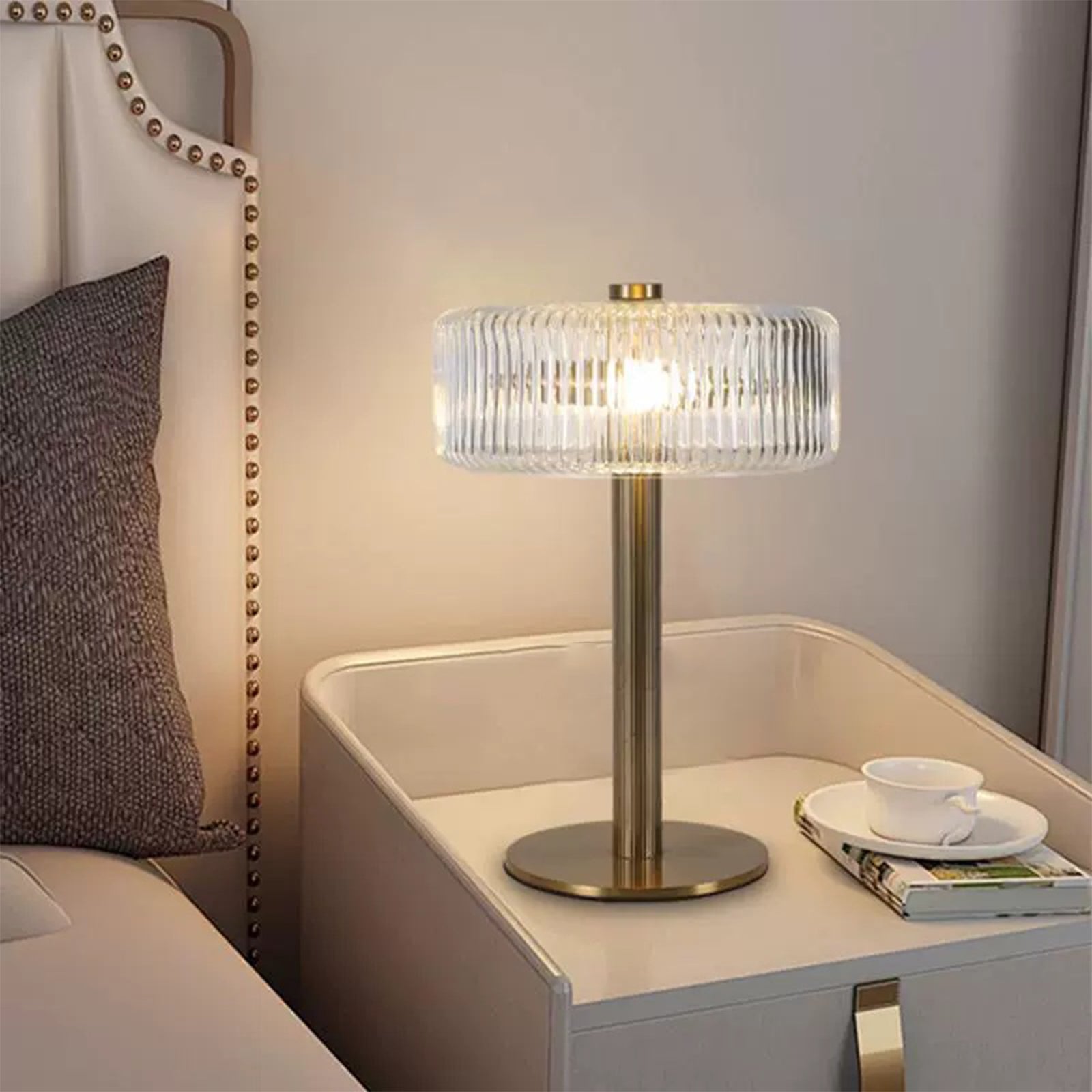 Opaque Striped Glass Shade Table Lamp - Nuvé