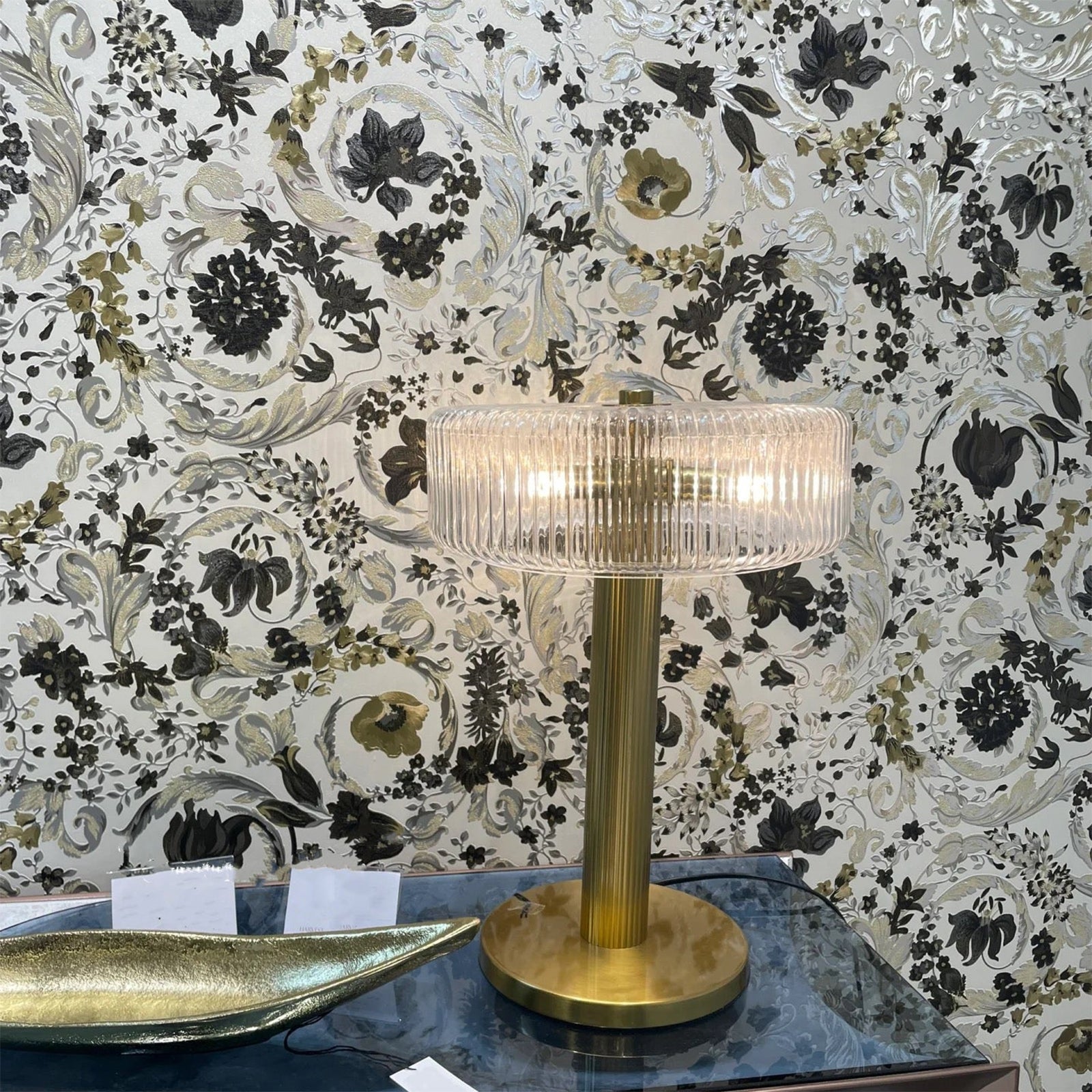 Opaque Striped Glass Shade Table Lamp - Nuvé