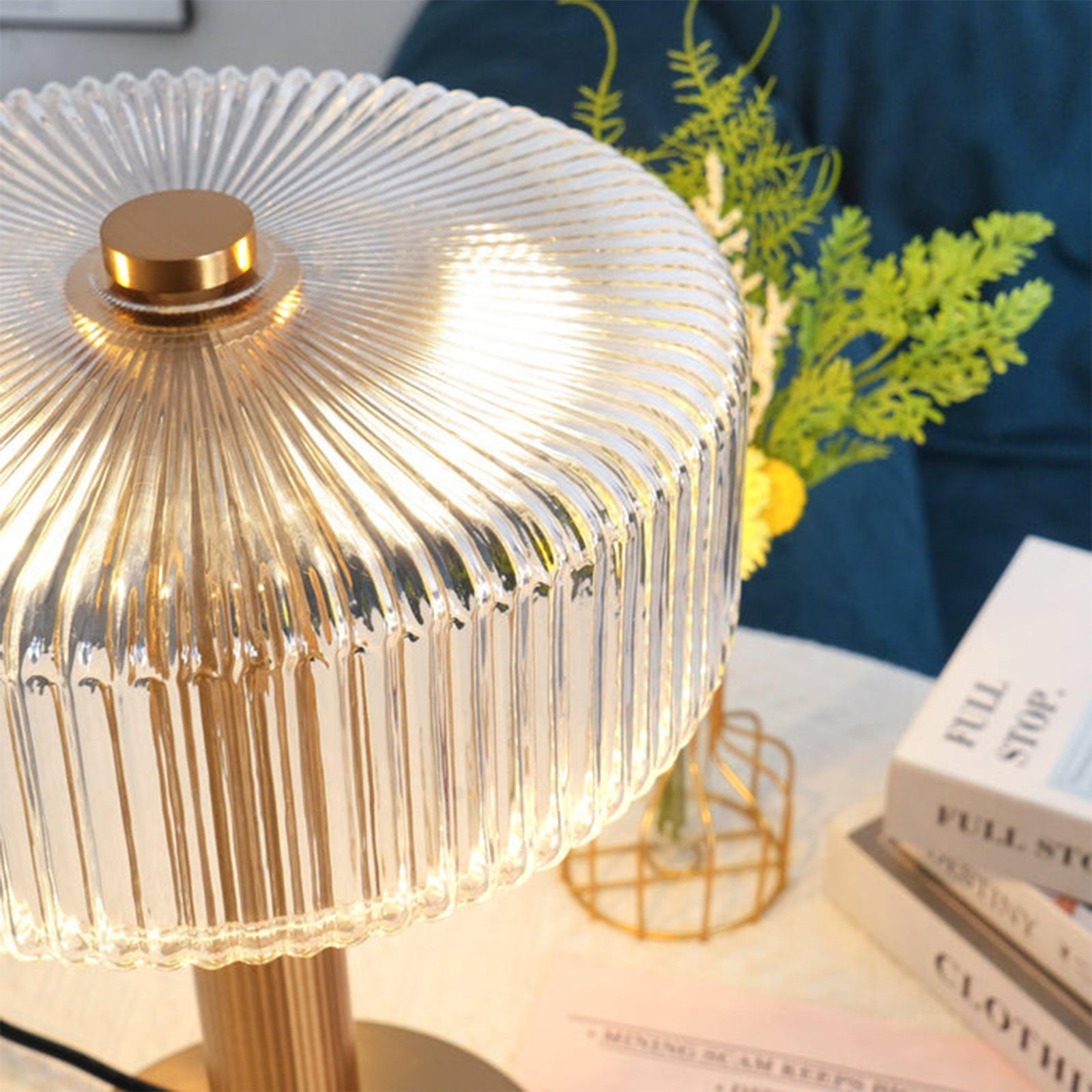 Opaque Striped Glass Shade Table Lamp - Nuvé