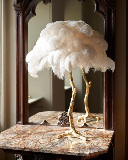 Ostrich Feather Table Lamp - Nuvé