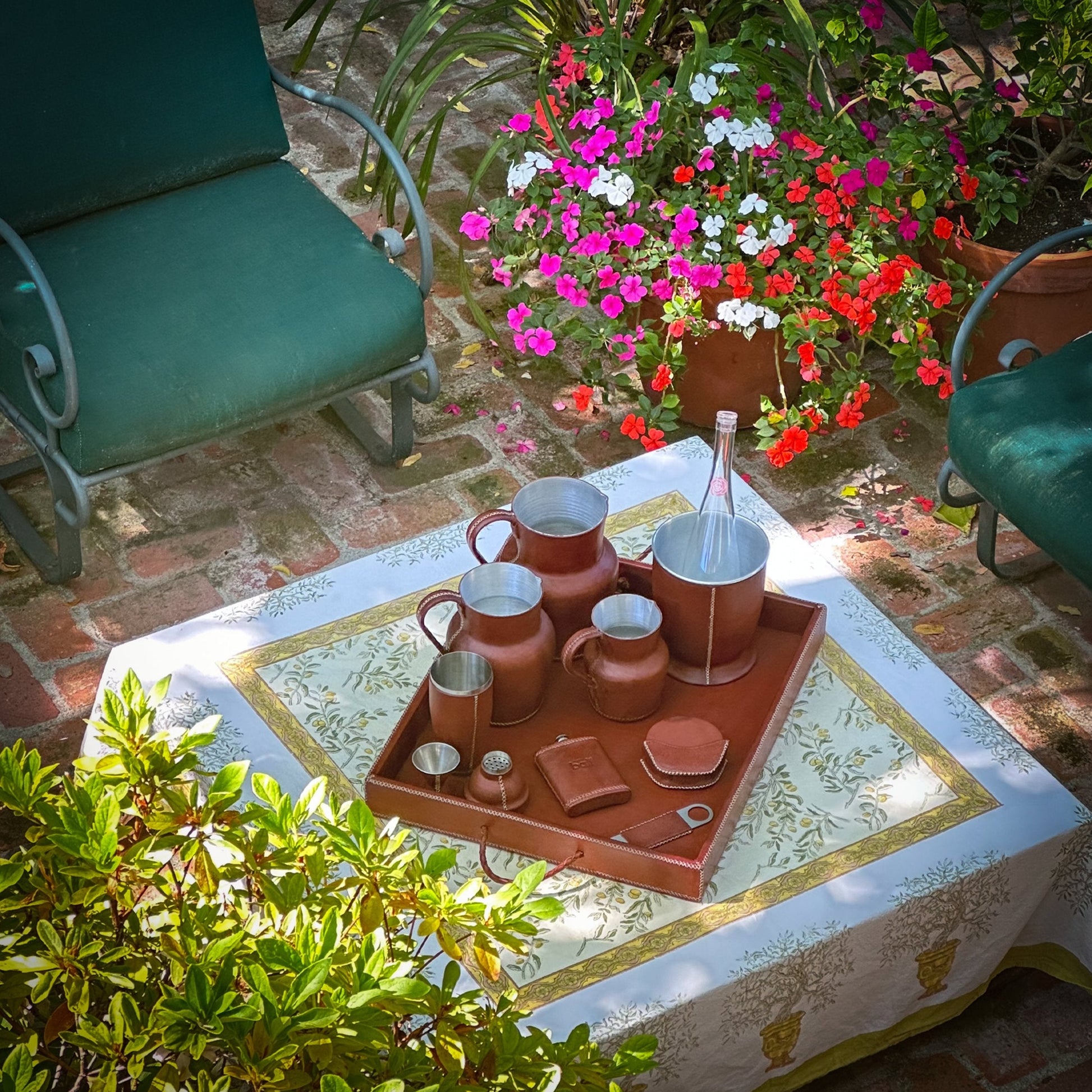 Grande | XL Rectangle Ottoman Tray with Embroidered Handles - Nuvé