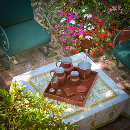 Grande | XL Rectangle Ottoman Tray with Embroidered Handles - Nuvé