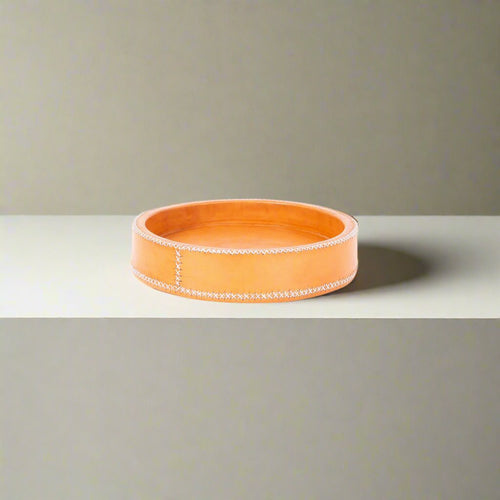 Piki | 8.5" Cedar Wood + Leather Round Tray - Nuvé