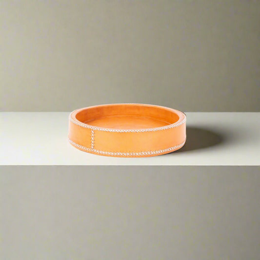 Piki | 8.5" Cedar Wood + Leather Round Tray - Nuvé