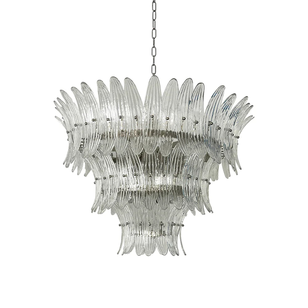 Palm Leaves Murano Transparent Glass Chandelier - Nuvé
