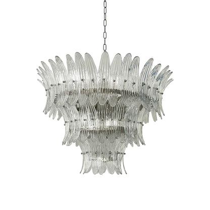 Palm Leaves Murano Transparent Glass Chandelier - Nuvé