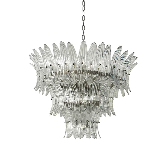 Palm Leaves Murano Transparent Glass Chandelier - Nuvé