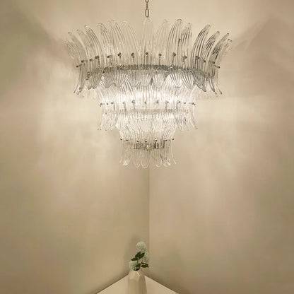 Palm Leaves Murano Transparent Glass Chandelier - Nuvé