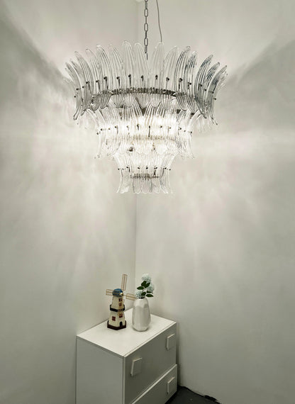 Palm Leaves Murano Transparent Glass Chandelier - Nuvé