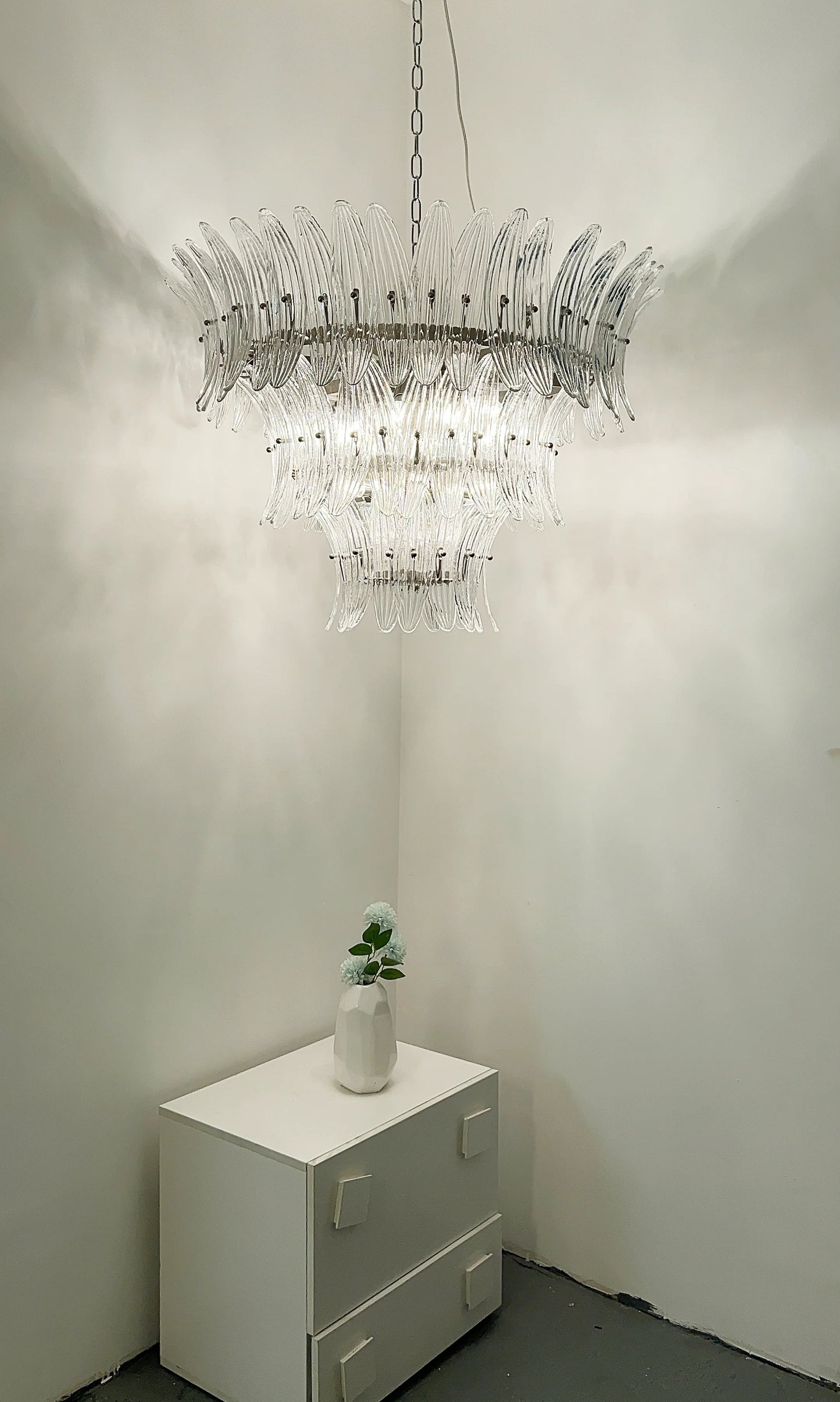 Palm Leaves Murano Transparent Glass Chandelier - Nuvé