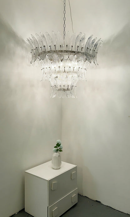 Palm Leaves Murano Transparent Glass Chandelier - Nuvé