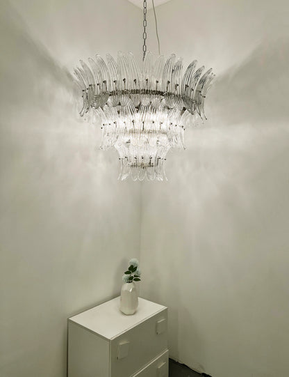 Palm Leaves Murano Transparent Glass Chandelier - Nuvé