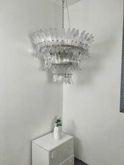 Palm Leaves Murano Transparent Glass Chandelier - Nuvé