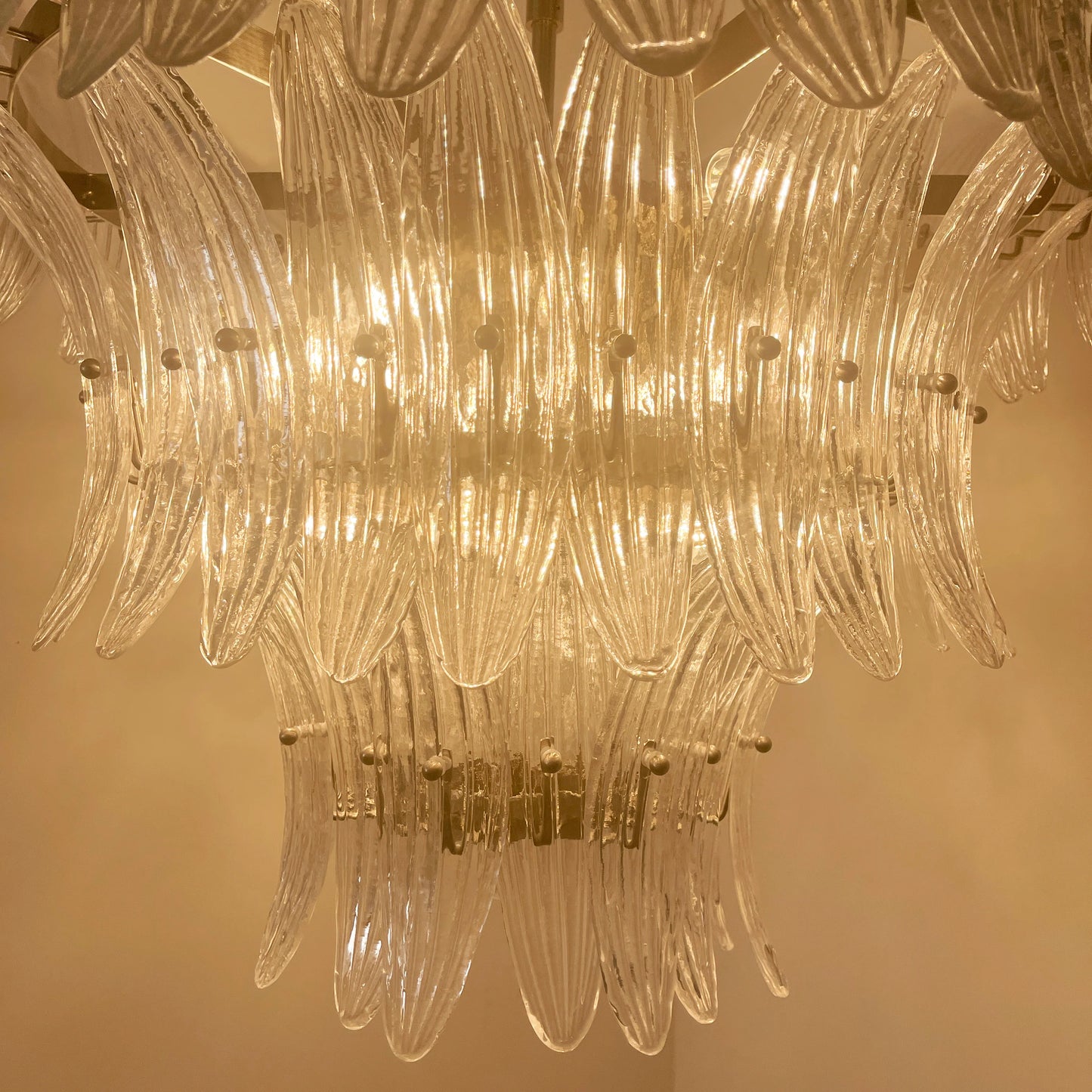 Palm Leaves Murano Transparent Glass Chandelier - Nuvé