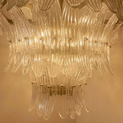 Palm Leaves Murano Transparent Glass Chandelier - Nuvé