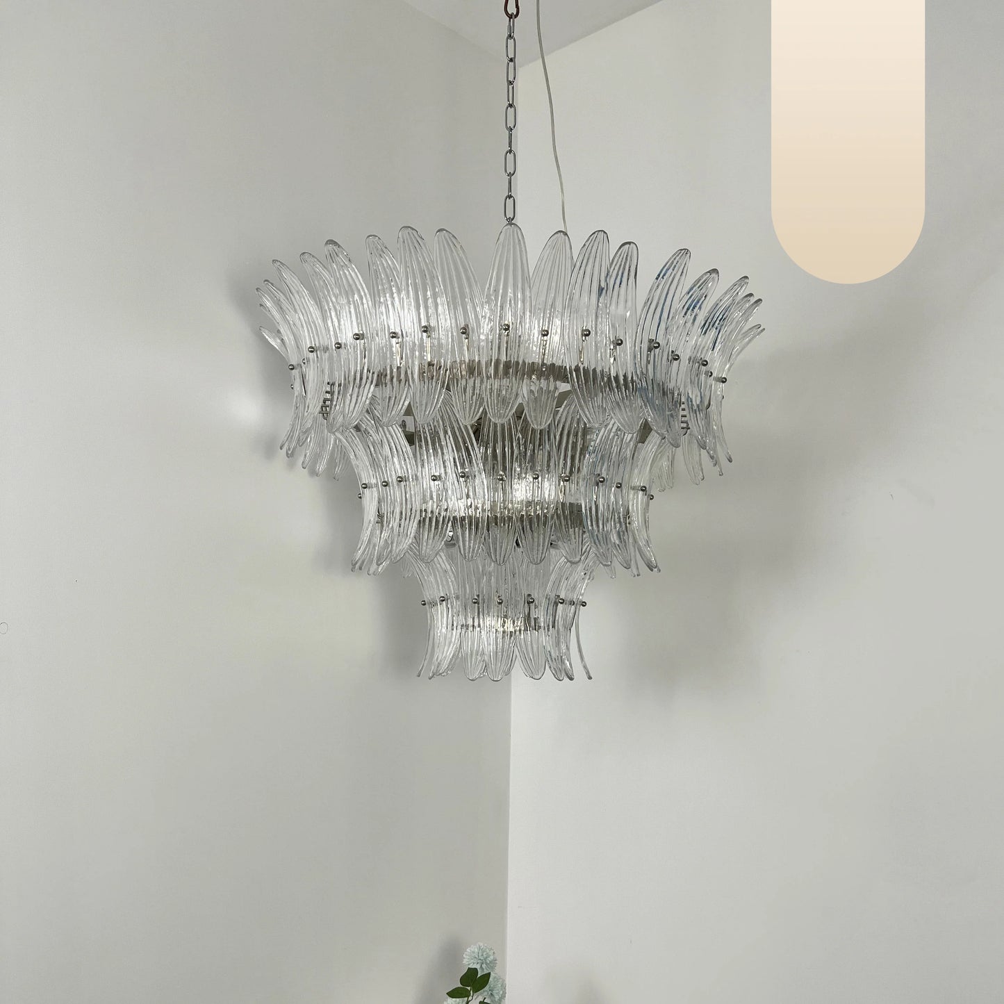 Palm Leaves Murano Transparent Glass Chandelier - Nuvé