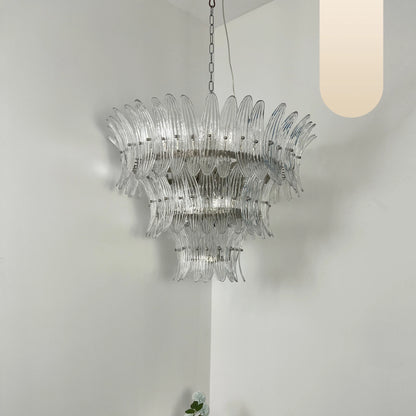 Palm Leaves Murano Transparent Glass Chandelier - Nuvé