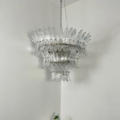 Palm Leaves Murano Transparent Glass Chandelier - Nuvé