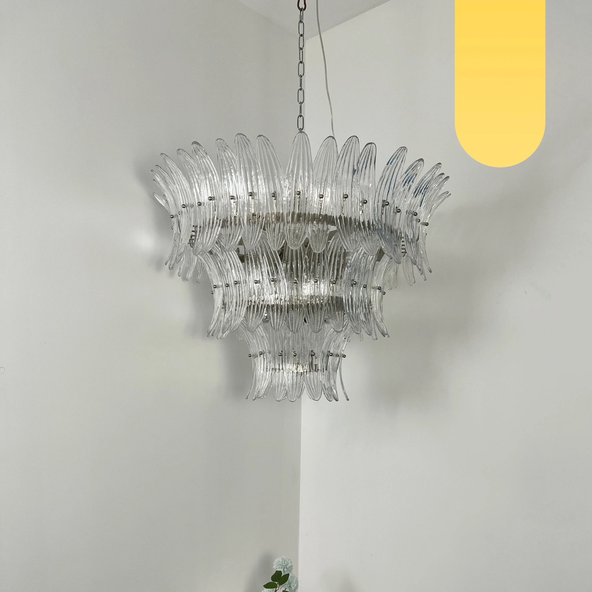 Palm Leaves Murano Transparent Glass Chandelier - Nuvé