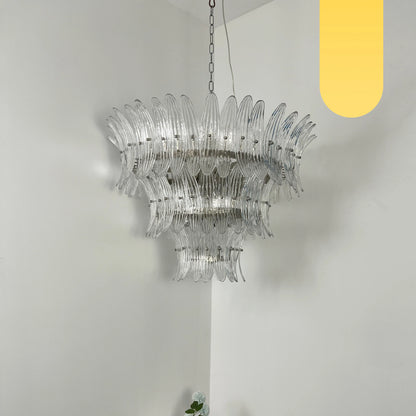 Palm Leaves Murano Transparent Glass Chandelier - Nuvé
