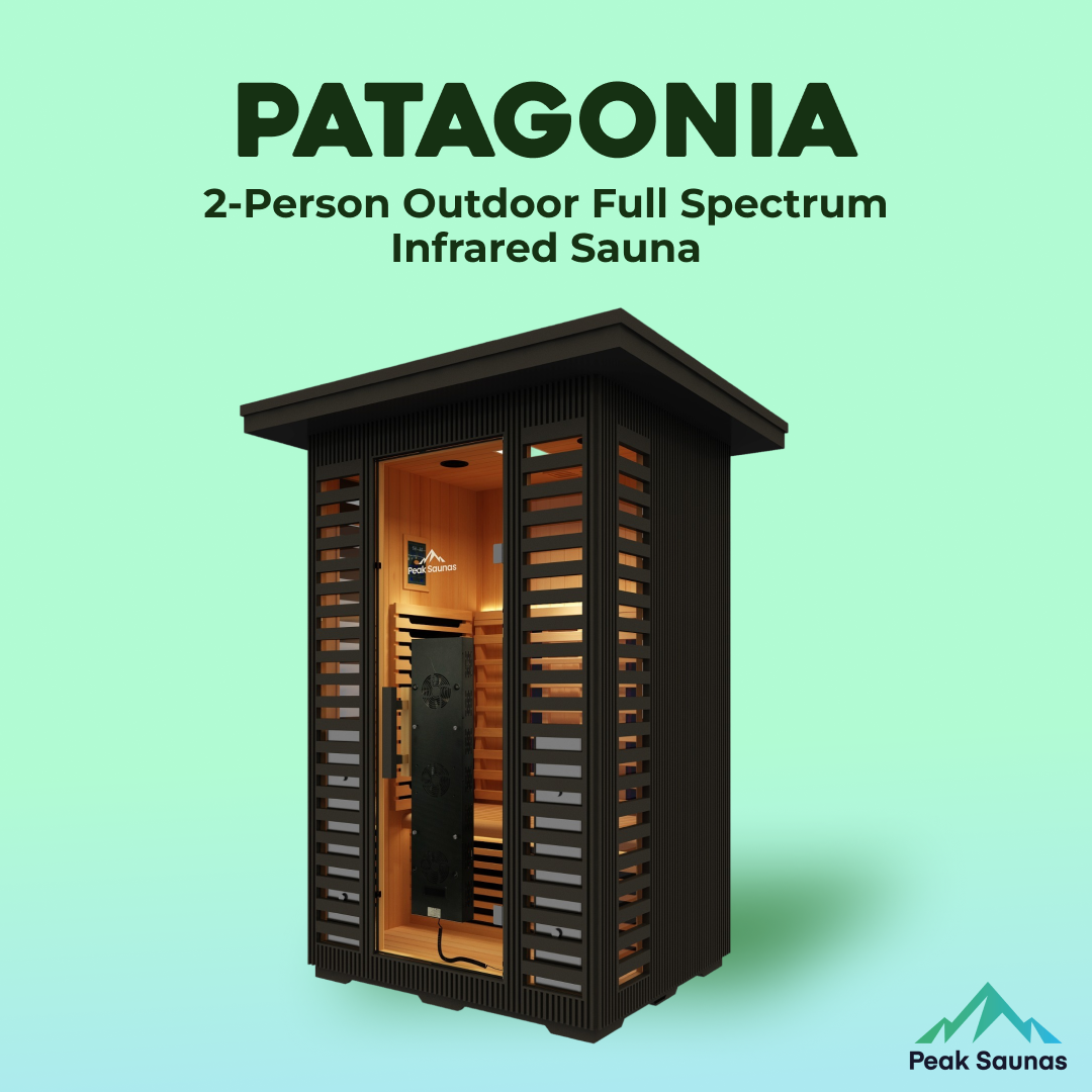 Peak Saunas Patagonia 2-Person Outdoor Full Spectrum Infrared Sauna with XL Medical-Grade Red Light Therapy and Smart WiFi App Control - Nuvé