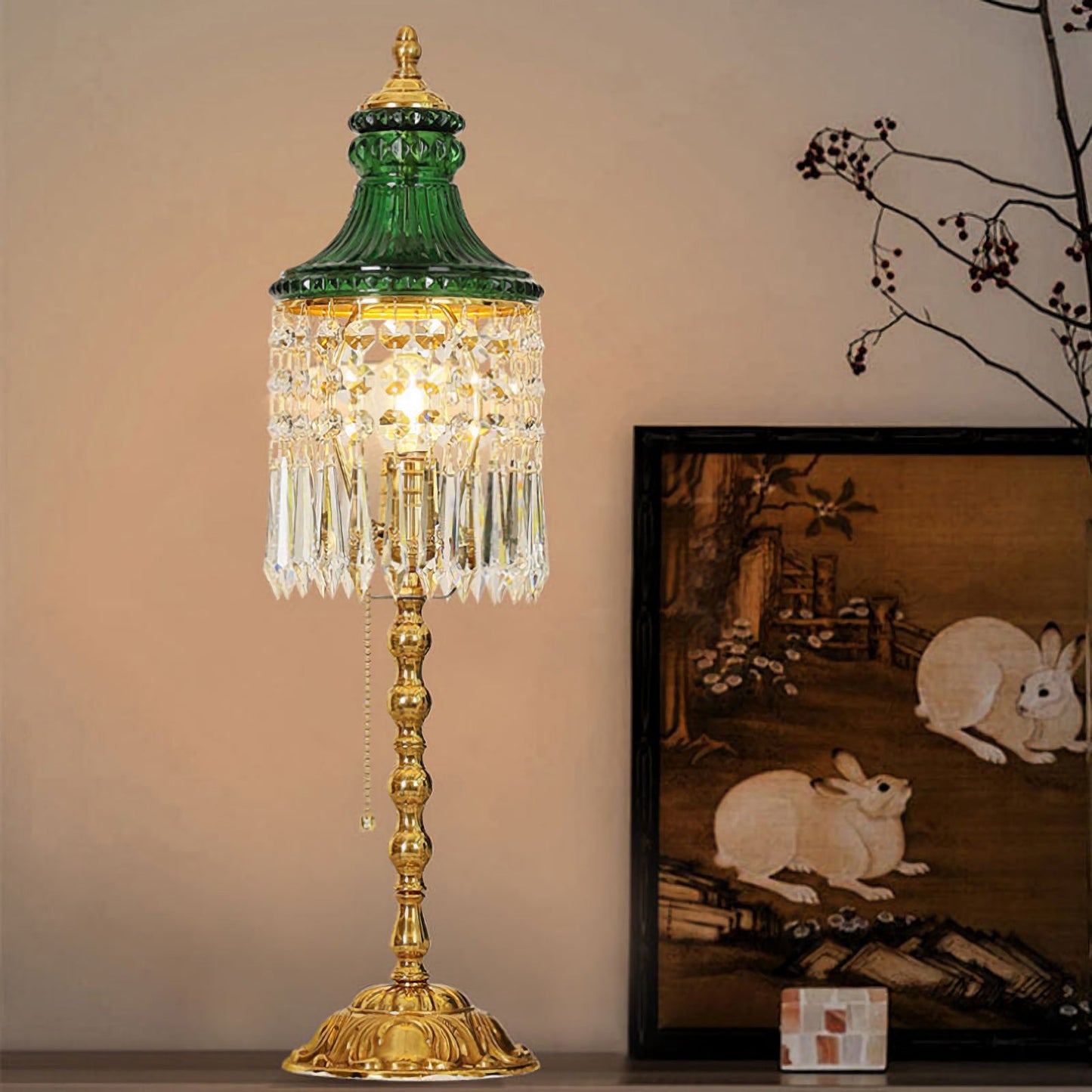 Peacock Green Crystal Table Lamp - Nuvé