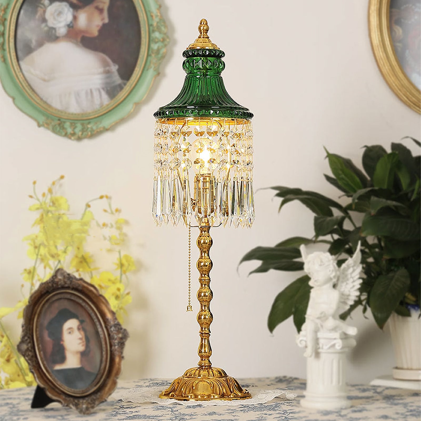 Peacock Green Crystal Table Lamp - Nuvé