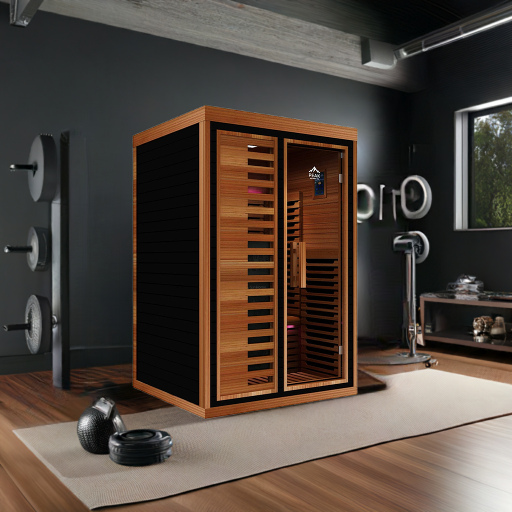 Peak Saunas Fuji 2-Person Full Spectrum Infrared Sauna with XL Medical-Grade Red Light Therapy & Smart WiFi App Control - Nuvé