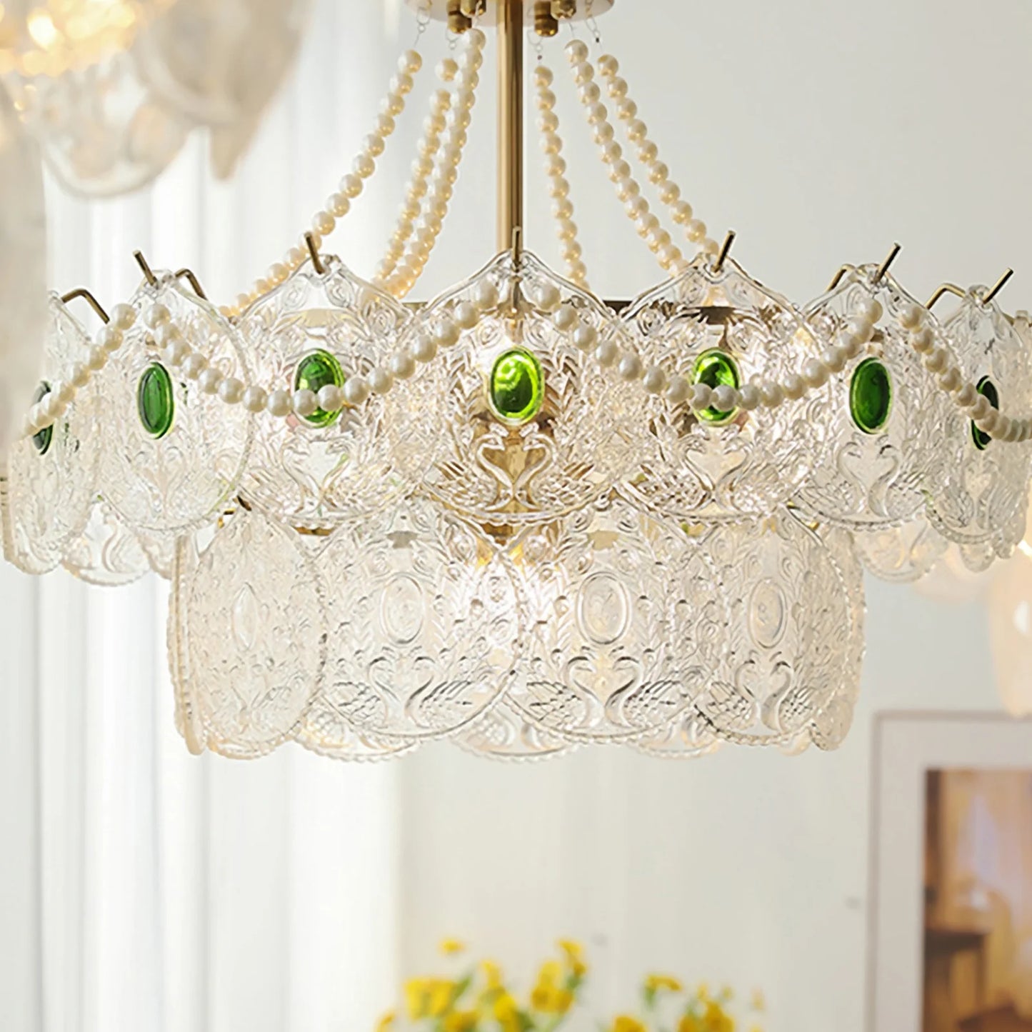 Emerald Art Glass Chandeliers