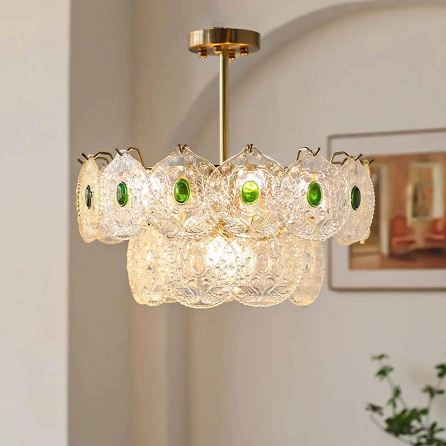 Emerald Art Glass Chandeliers