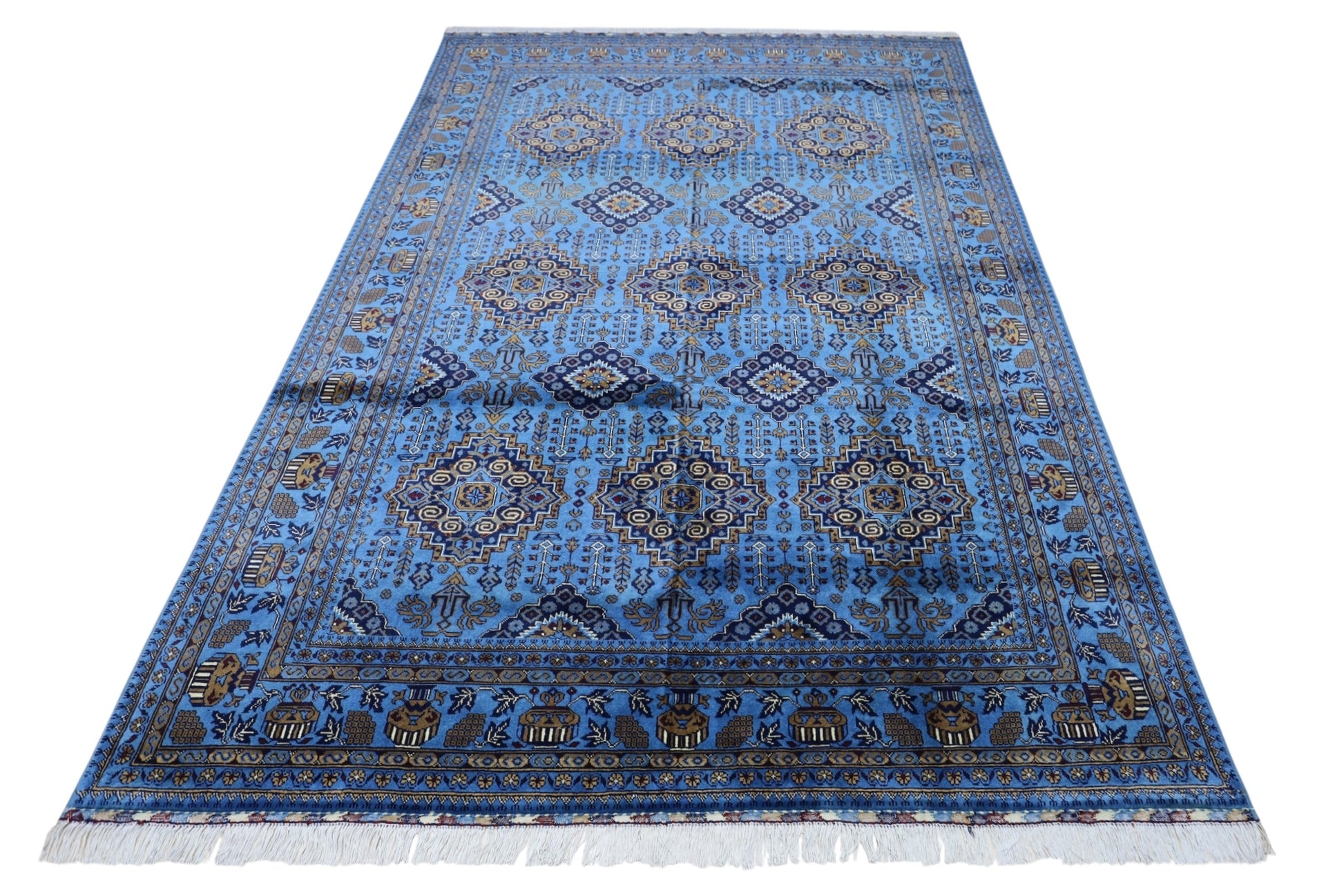 Hand-Knotted Afghani Zerkhaki Wool Rug – 6’7″  x  9’3″ - Nuvé