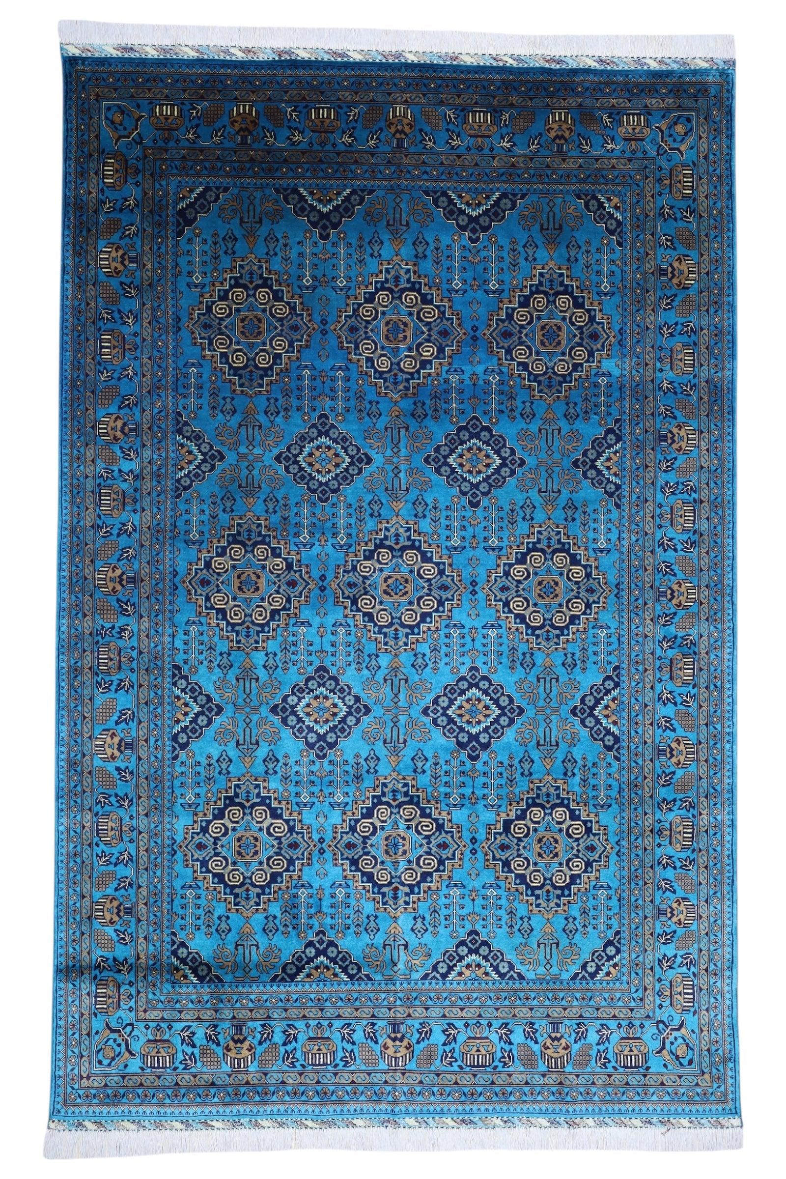 Hand-Knotted Afghani Zerkhaki Wool Rug – 6’6″  x  10’0″ - Nuvé