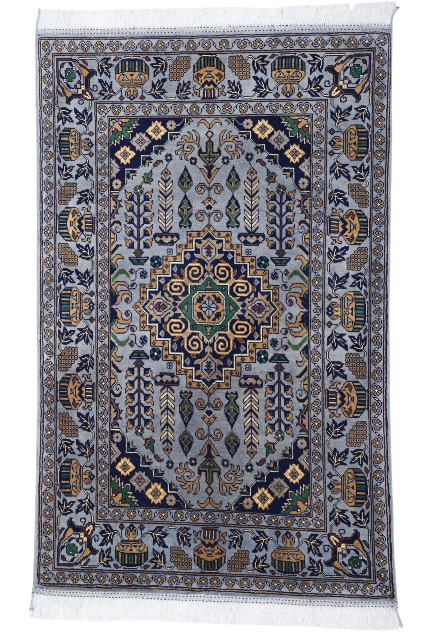 Hand-Knotted Afghani Zerkhaki Wool Rug – 3’4″  x  4’11″ - Nuvé