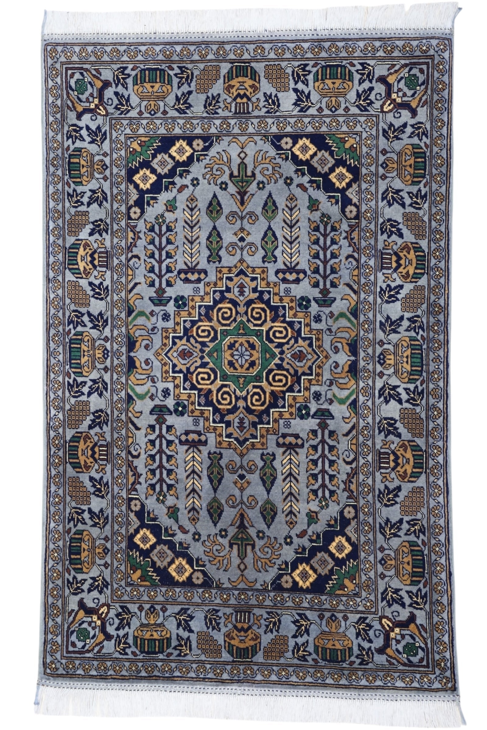 Hand-Knotted Afghani Zerkhaki Wool Rug – 3’4″  x  4’11″ - Nuvé