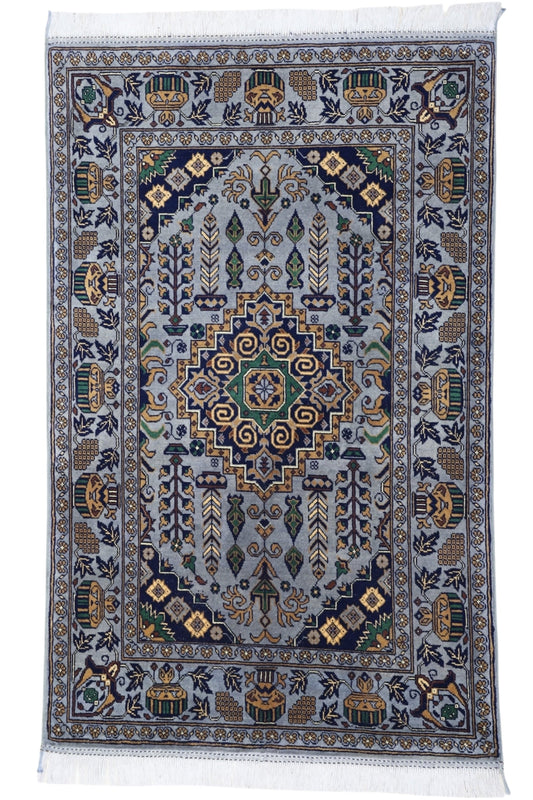 Hand-Knotted Afghani Zerkhaki Wool Rug – 3’4″  x  4’11″ - Nuvé