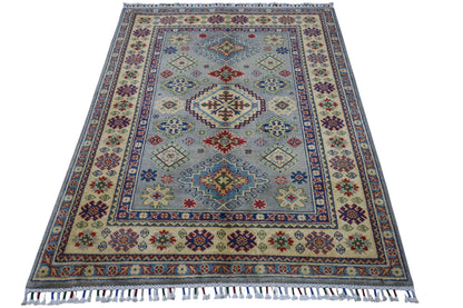 Hand-Knotted Afghani Kazak Wool Rug – 3’11″  x  5’6″ - Nuvé