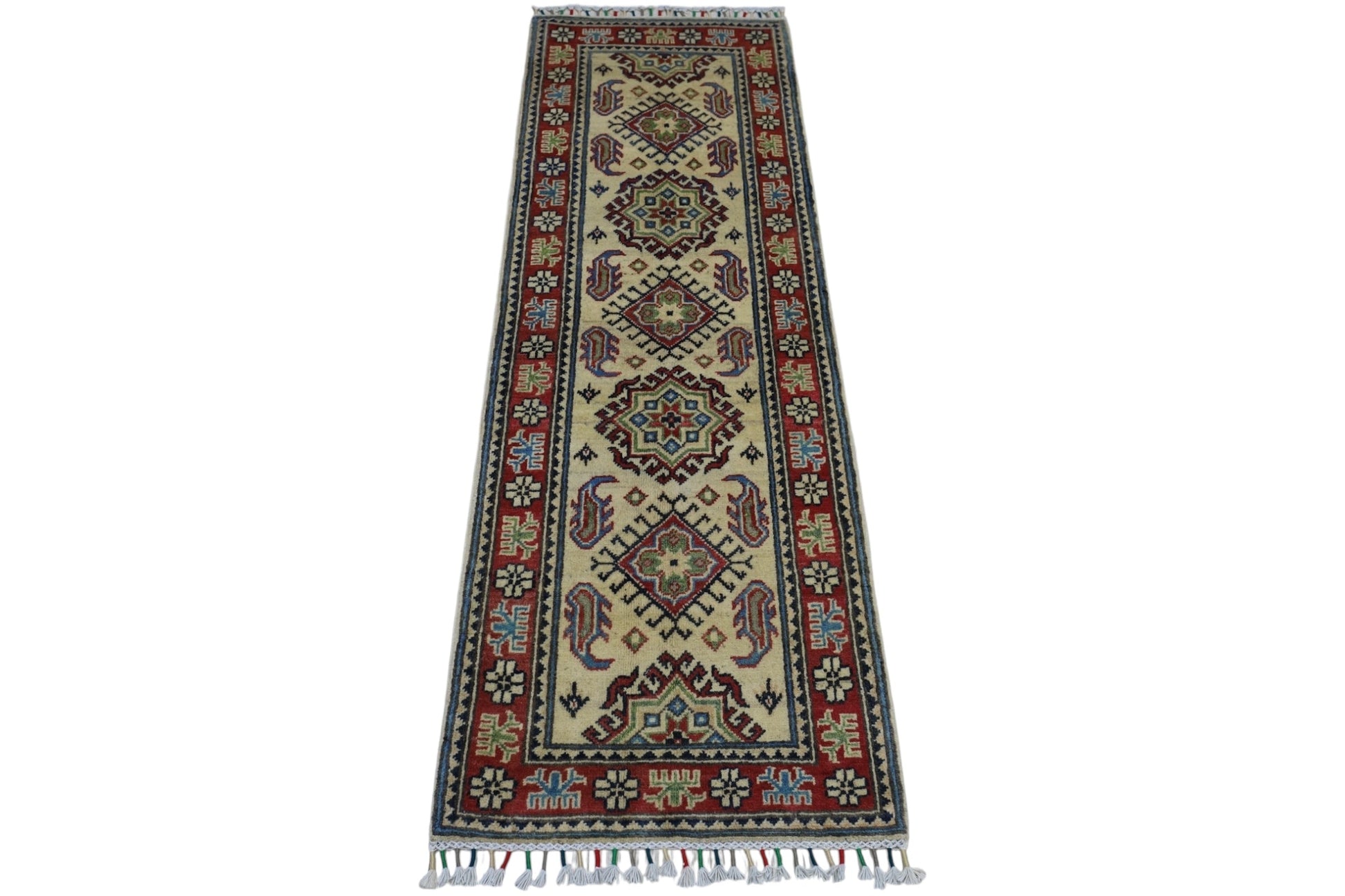 Hand-Knotted Afghani Kazak Wool Rug – 2’0″  x  6’2″ - Nuvé