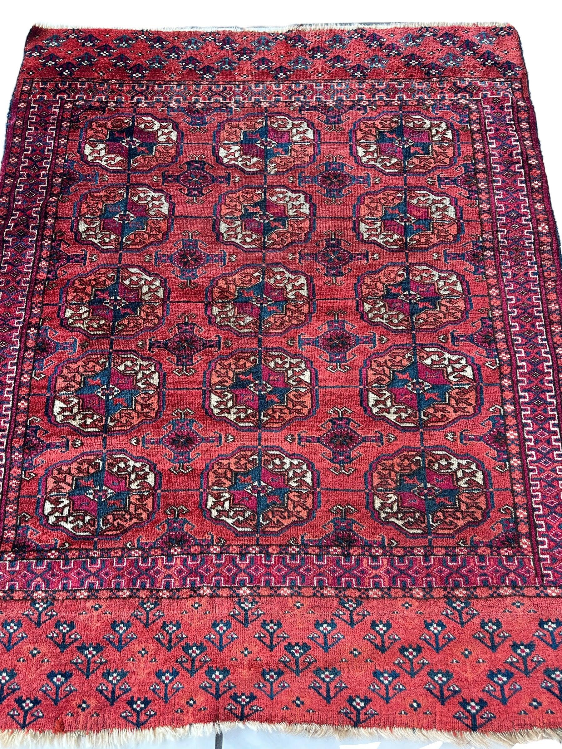 Antique 1920’s Tribal Turkoman Tekke Wedding Rug 3’4” x 4’1” - Nuvé