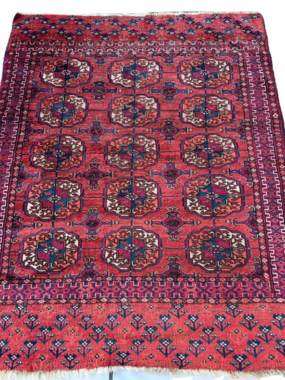 Antique 1920’s Tribal Turkoman Tekke Wedding Rug 3’4” x 4’1” - Nuvé