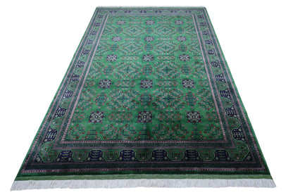 Hand-Knotted Afghani Bukharayi Wool Rug – 6’7″  x  9’9″ - Nuvé