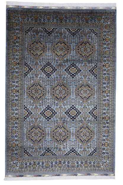 Hand-Knotted Zerkhaki Afghan Wool Area Rug – 6'11" x 10'3" | Elegant Grey-Toned Design - Nuvé