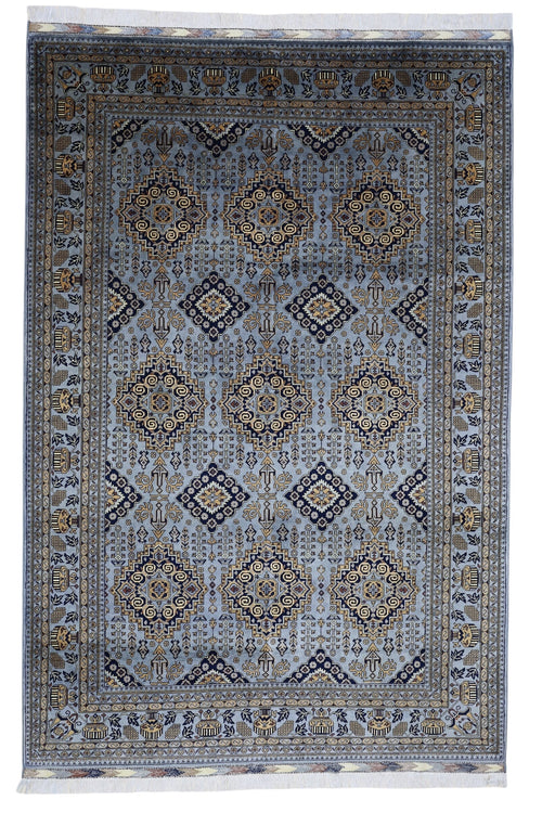 Hand-Knotted Zerkhaki Afghan Wool Area Rug – 6'11" x 10'3" | Elegant Grey-Toned Design - Nuvé