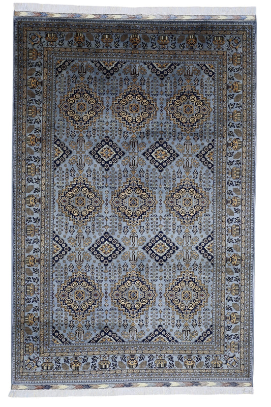 Hand-Knotted Zerkhaki Afghan Wool Area Rug – 6'11" x 10'3" | Elegant Grey-Toned Design - Nuvé