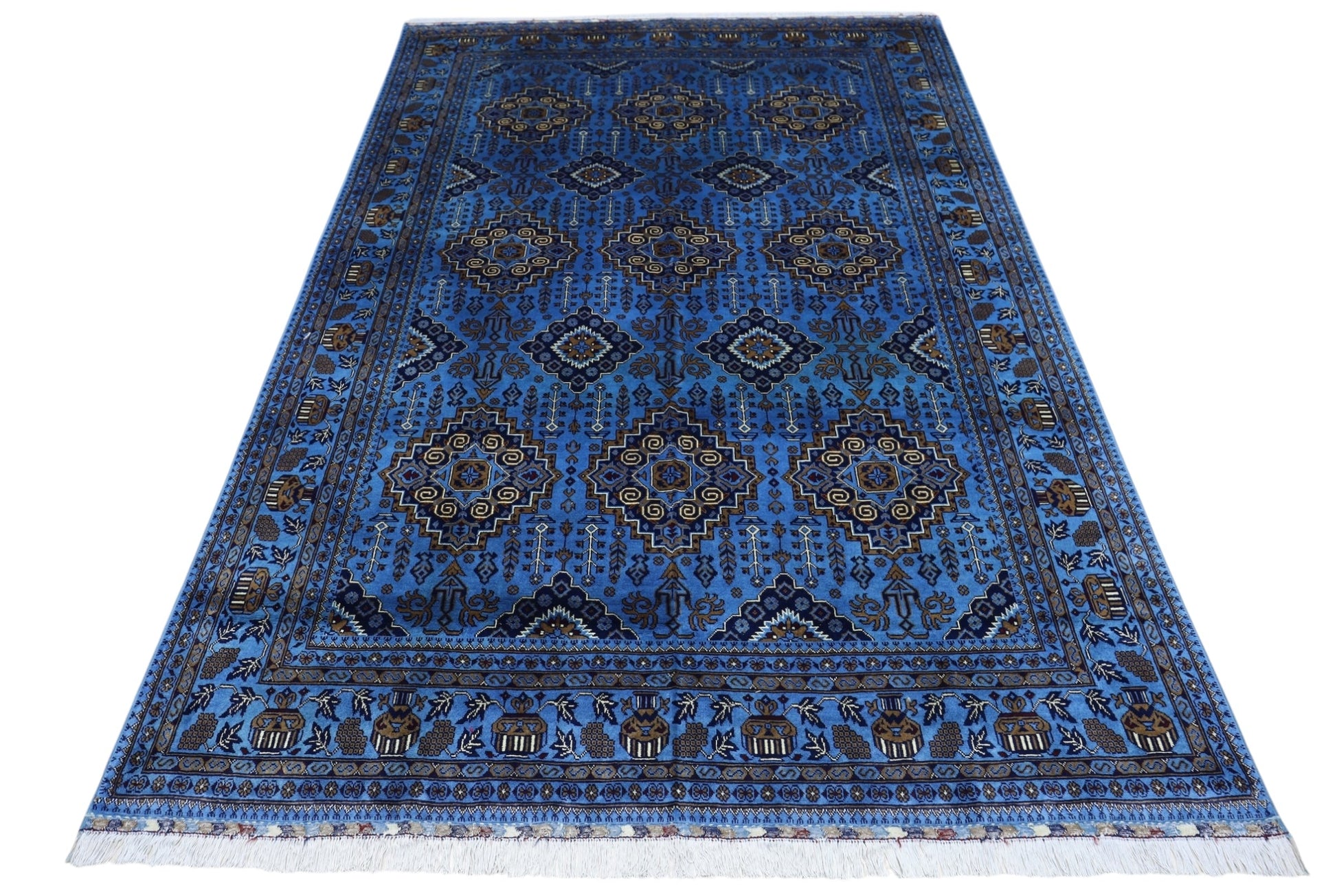 Hand-Knotted Afghani Zerkhaki Wool Rug – 6’7″  x  9’3″ - Nuvé